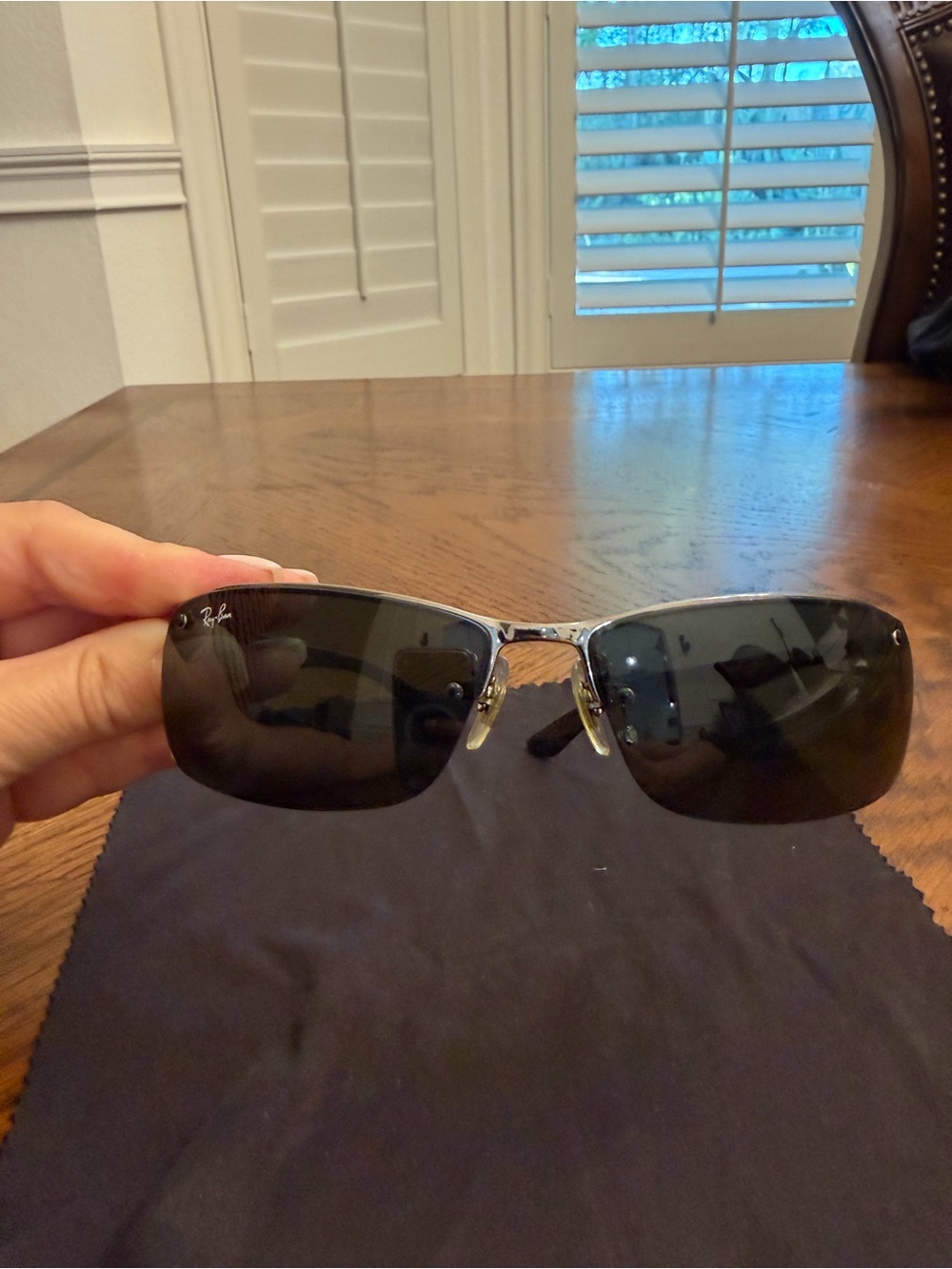 Ray-Ban Silver Frame Sunglasses with Black Lenses